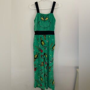 Grinch Themed Green Velvet Jumpsuit with Black Straps Women’s/Jr Size  S(3-5)